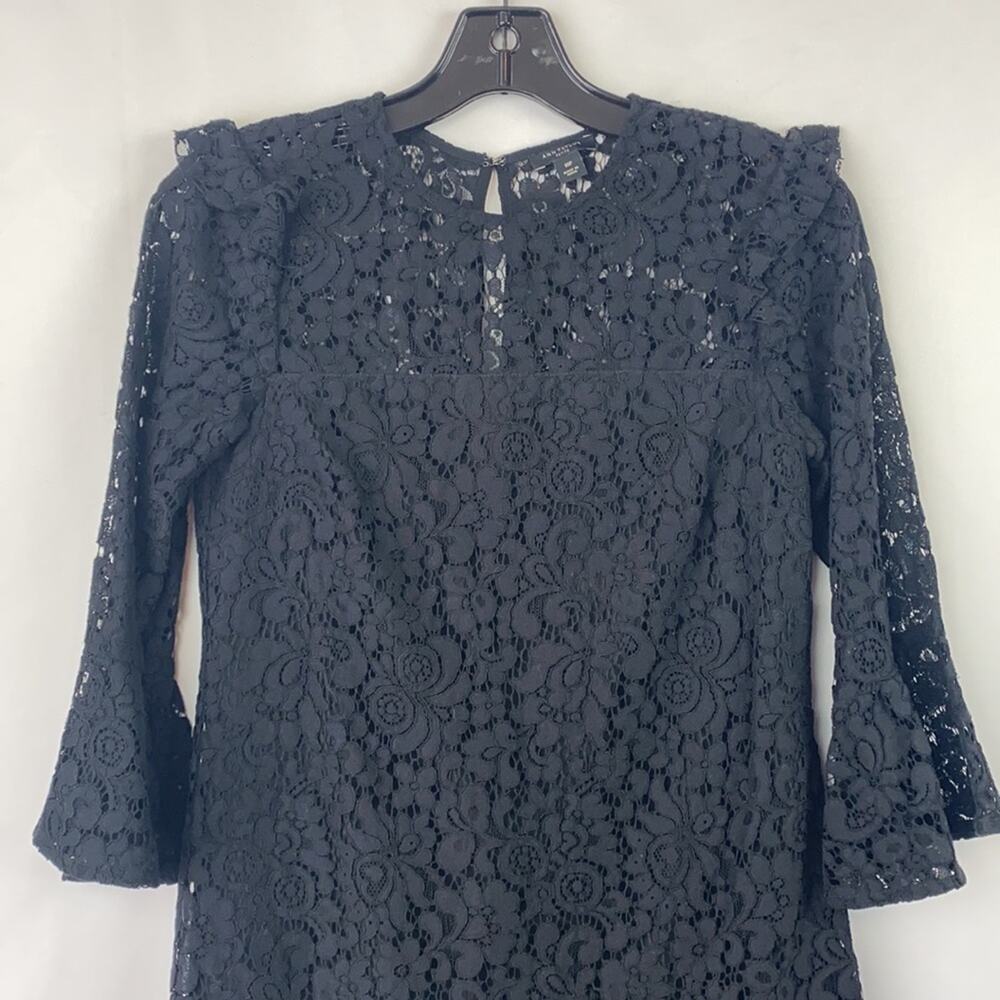 Ann Taylor Women's Black Lacy Long Sleeve Dress Size 00 Petite - Picture 2 of 12